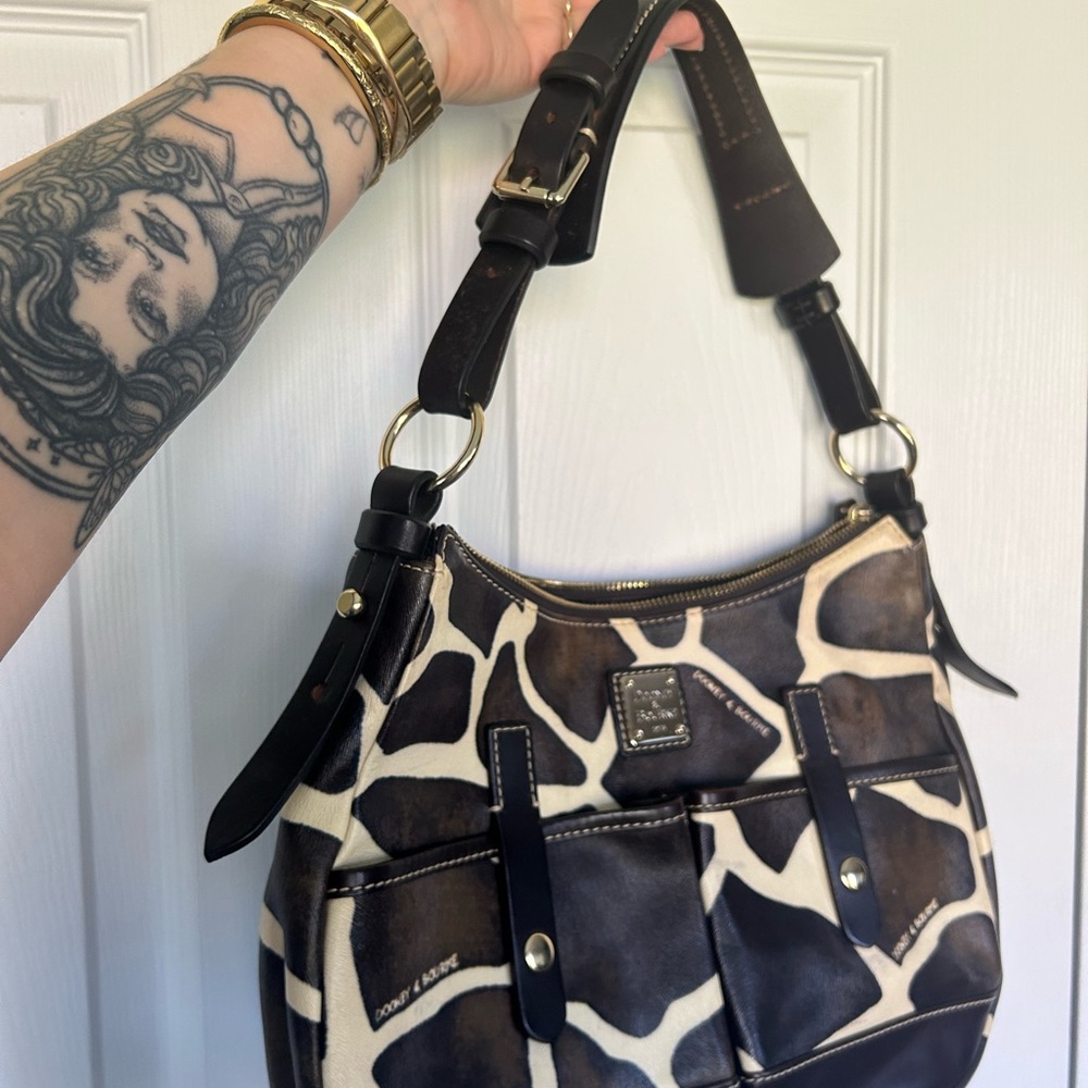 Dooney & Bourke Giraffe Pattern Shoulder Bag - Black and Brown - Picture 4 of 6